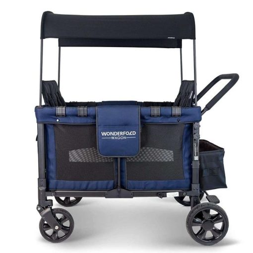 Baby Multi-Function Four Passenger Wagon Folding Quad Stroller with Removable Reversible Canopy & Seats up to 4 Toddlers, Navy - Image 5
