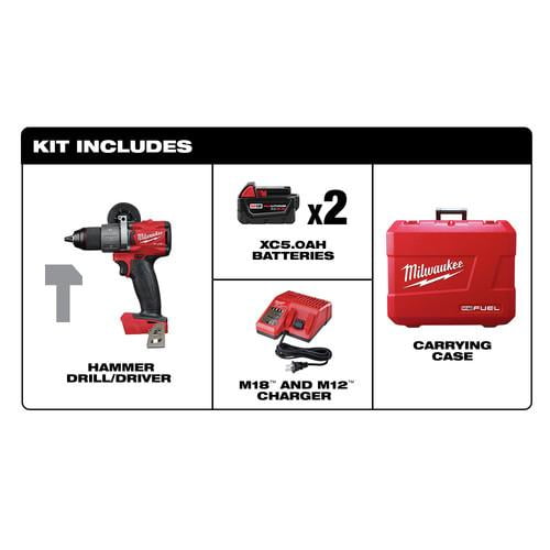 Milwaukee 2804-22 M18 FUEL Lithium-Ion 1/2 in. Cordless Hammer Drill Kit (5 Ah) - Image 14
