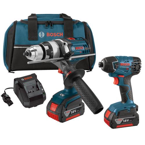 Bosch 18V 4.0 Ah Cordless Lithium-Ion Brute Tough Hammer Drill and Hex Impact Driver Combo Kit - CLPK222-181
