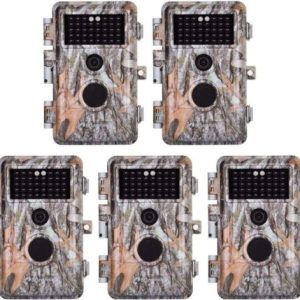 5-Pack Game & Deer Trail Cameras 16MP 1920x1080P Video Hunting Wildlife Cams Time Lapse with Night Vision No Glow 940nm Infrared Motion Activated Waterproof Password Protected 0.6S Trigger 2.4" LCD