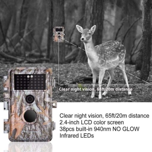 5-Pack Game & Deer Trail Cameras 16MP 1920x1080P Video Hunting Wildlife Cams Time Lapse with Night Vision No Glow 940nm Infrared Motion Activated Waterproof Password Protected 0.6S Trigger 2.4" LCD - Image 3