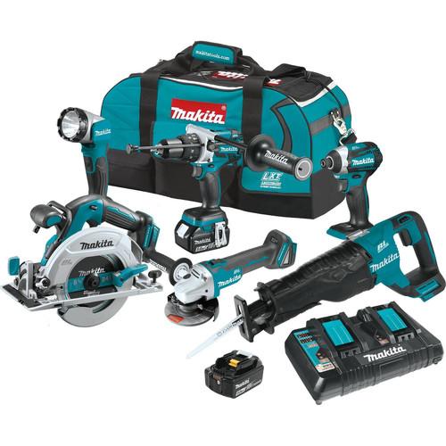 Makita 18V LXT 5.0 Ah Lithium-Ion Brushless Cordless 6-Piece Combo Kit - XT611PT