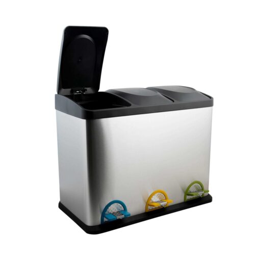 Organize It All 45 Liter 3 Compartment Stainless Recycle Bin - Image 3