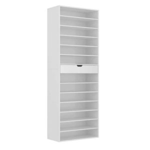 FUFU&GAGA 78 in. H 39-Pair 13-Tier White Shoe Rack Shoe Organizer With Drawer