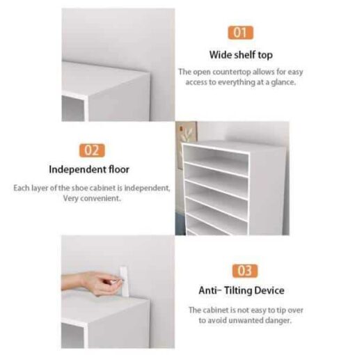 FUFU&GAGA 78 in. H 39-Pair 13-Tier White Shoe Rack Shoe Organizer With Drawer - Image 2