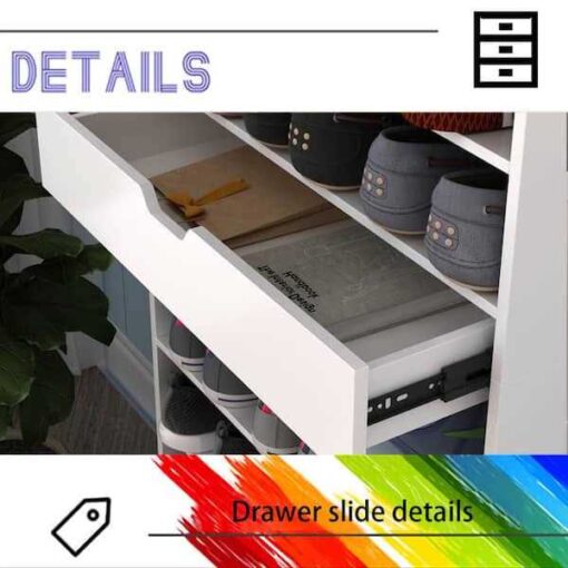 FUFU&GAGA 78 in. H 39-Pair 13-Tier White Shoe Rack Shoe Organizer With Drawer - Image 3