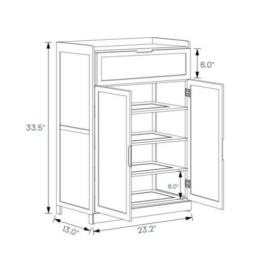 5 Tiers Bamboo Shoe Rack Cabinet with Door 8 Pairs of Shoes Stand Storage for Living Room Hallway MoNiBloom - Image 2