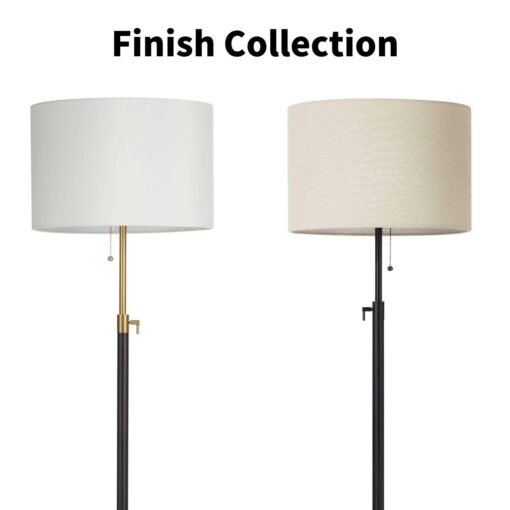 KAWOTI 65in Modern Adjustable Metal LED Floor Lamp with Fabric Shade - Image 2