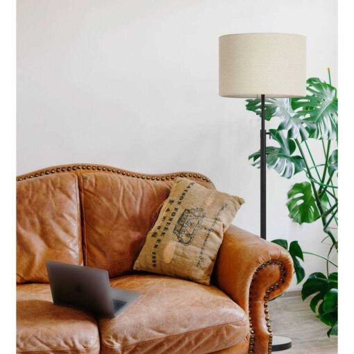 KAWOTI 65in Modern Adjustable Metal LED Floor Lamp with Fabric Shade - Image 3
