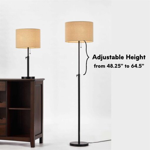 KAWOTI 65in Modern Adjustable Metal LED Floor Lamp with Fabric Shade - Image 5