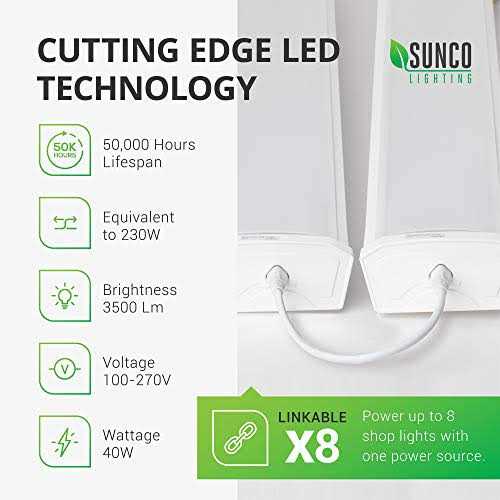 Sunco Lighting Sunco LED Shop Light 4ft Wraparound - Image 3