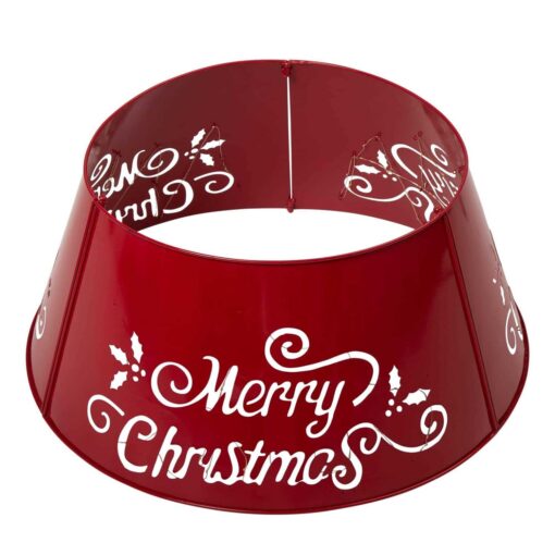 Glitzhome Merry Christmas Diecut Metal Tree Collar with Light String