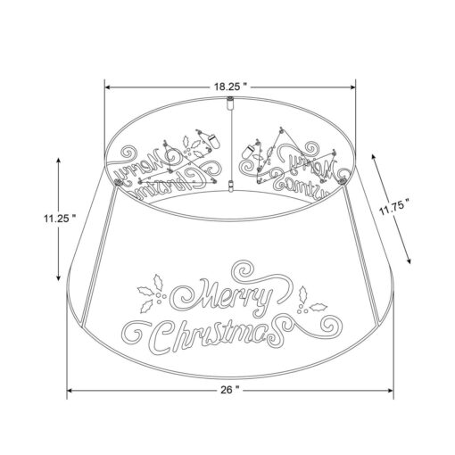 Glitzhome Merry Christmas Diecut Metal Tree Collar with Light String - Image 4