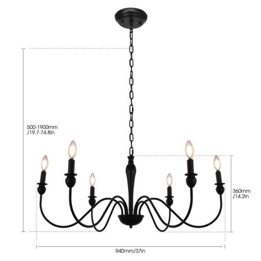 6-light Farmhouse Chandelier Industrial Iron Chandelier Lighting Classic Candle Ceiling Pendant light Fixture for Foyer - Image 2