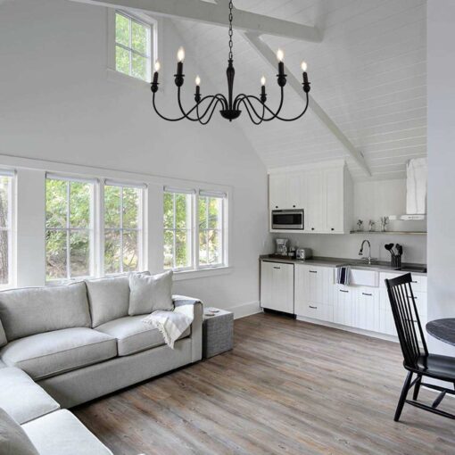 6-light Farmhouse Chandelier Industrial Iron Chandelier Lighting Classic Candle Ceiling Pendant light Fixture for Foyer - Image 4