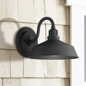 Franklin Iron Works Arnett Rustic Farmhouse Outdoor Barn Light Fixture Black Dusk to Dawn Gooseneck 10 1/2 for Post Exterior Barn Deck House Porch