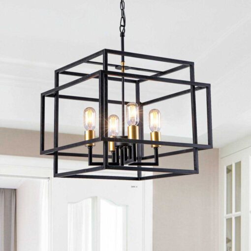 Worton 4 Light Lantern Square Chandelier Willa Arlo Interiors - Image 4