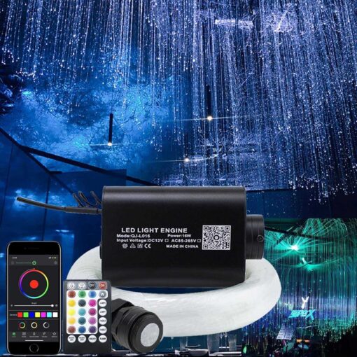 AKEPO 16W RGBW Fiber Optic Curtain Light Kit, Color Changing Waterfall Window Curtain Lights for Sensory Room and Home Decor with Flash Point