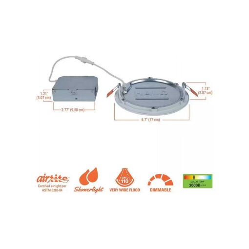 HALO HLBE 6 in. Ultra-Slim Downlight 3000K Fixed CCT New Construction/Remodel Integrated LED Recessed Light Kit - Image 3