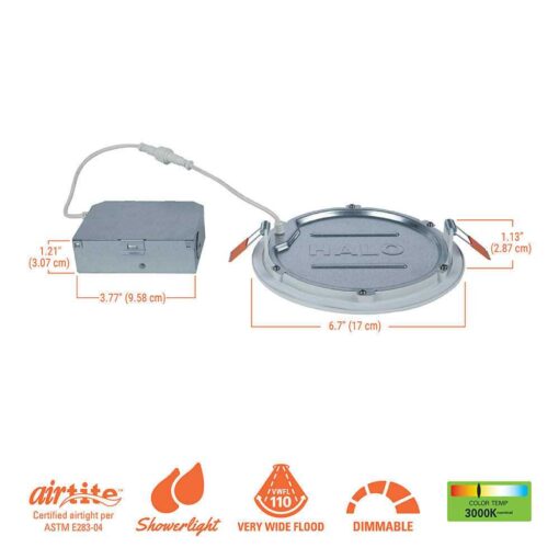 HALO HLBE 6 in. Ultra-Slim Downlight 3000K Fixed CCT New Construction/Remodel Integrated LED Recessed Light Kit - Image 3