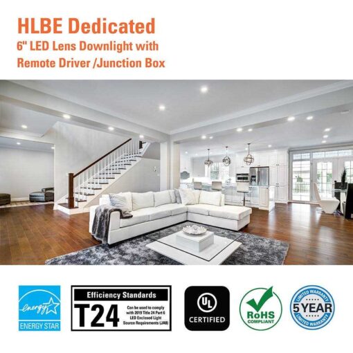 HALO HLBE 6 in. Ultra-Slim Downlight 3000K Fixed CCT New Construction/Remodel Integrated LED Recessed Light Kit - Image 4