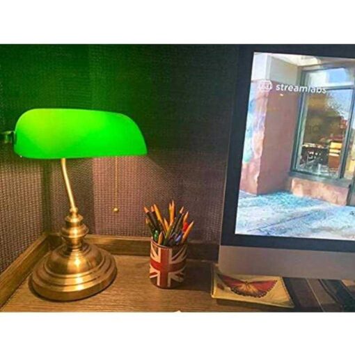 Newrays Glass Bankers Desk Lamp with Pull Chain Switch Plug in Fixture - Image 2