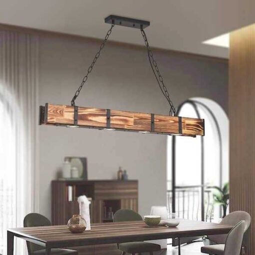 Maxax Nashville 4-Light 12-Watt Wood Integrated LED Wood Kitchen Island Linear Pendant - Image 2