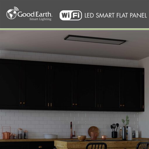 Good Earth Lighting Smart Flat Panel 1-Light 47.7-in Matte Black LED Flush Mount Light - Image 4