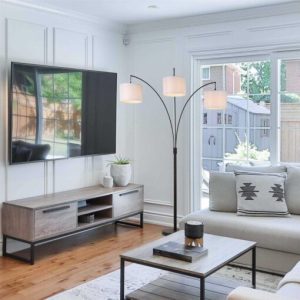 Cedar Hill 82-in White and Black Arc Floor Lamp Marble 418508