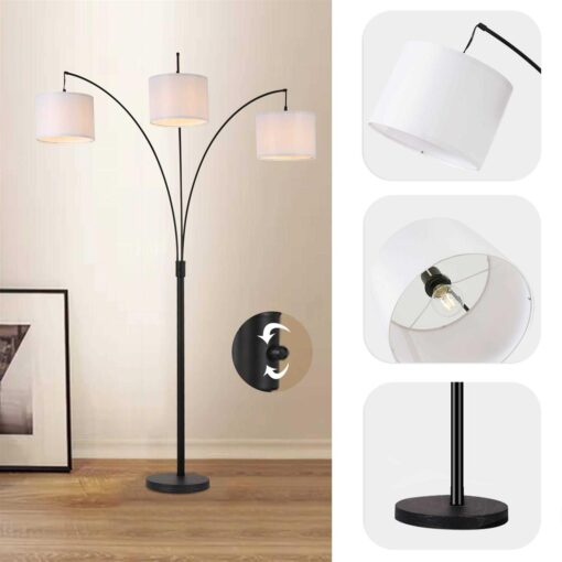 Cedar Hill 82-in White and Black Arc Floor Lamp Marble 418508 - Image 2