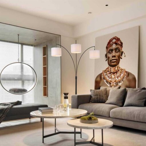 Cedar Hill 82-in White and Black Arc Floor Lamp Marble 418508 - Image 3