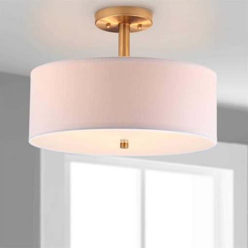 Safavieh Clara 3 Light 16 in. Dia. Semi Flush Drum Light - Image 2