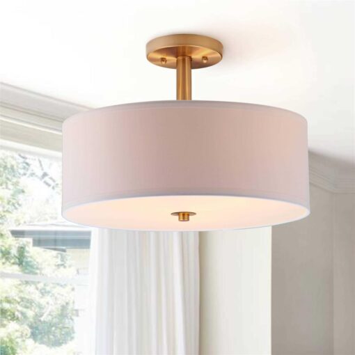 Safavieh Clara 3 Light 16 in. Dia. Semi Flush Drum Light - Image 4