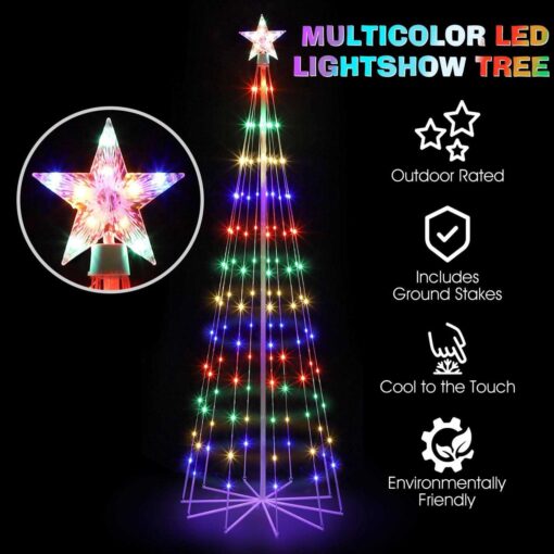 OUSHENG 6' Multicolor LED Animated Outdoor Christmas Tree Lightshow Decorations - Image 2