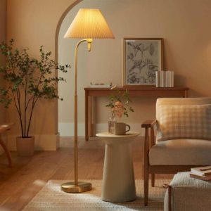 Hearth & Hand with Magnolia Pleated Shade Metal Floor Lamp Cream/Brass