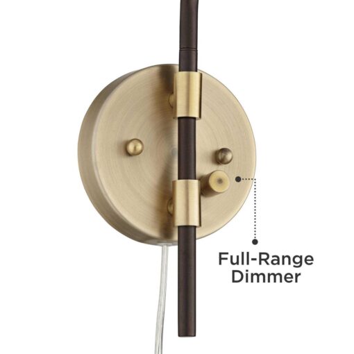 360 Lighting Industrial Farmhouse Swing Arm Wall Lamp Bronze Antique Brass Plug-In Light Fixture for Bedroom Living Room Reading - Image 2