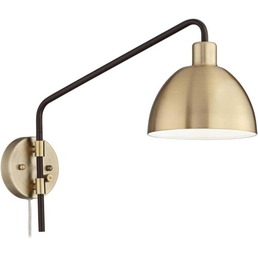 360 Lighting Industrial Farmhouse Swing Arm Wall Lamp Bronze Antique Brass Plug-In Light Fixture for Bedroom Living Room Reading - Image 4