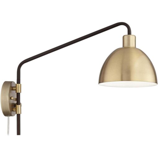 360 Lighting Industrial Farmhouse Swing Arm Wall Lamp Bronze Antique Brass Plug-In Light Fixture for Bedroom Living Room Reading - Image 5
