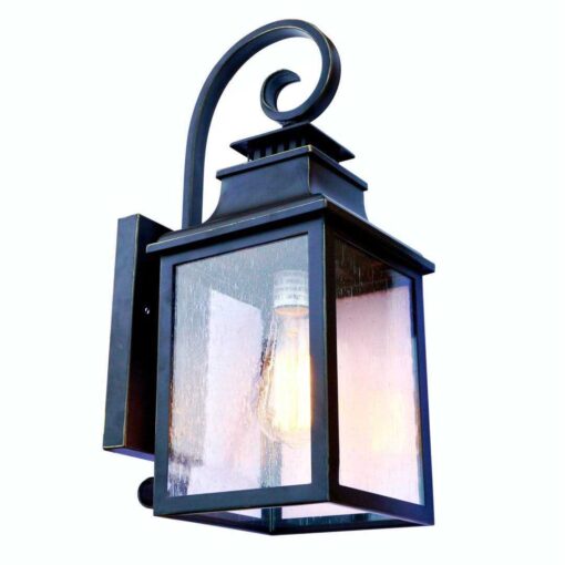 Anner 18 H Seeded Glass Outdoor Wall Lantern Red Barrel Studio Fixture Finish - Image 4