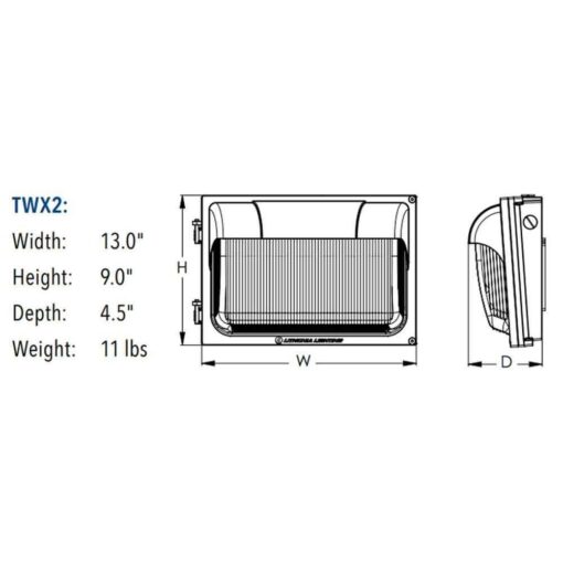 Lithonia TWX2 LED Wall Pack Adjustable Light Output TWX2 LED ALO 50K MVOLT DDBTXD - Image 3