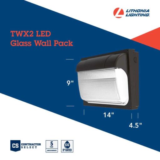 Lithonia TWX2 LED Wall Pack Adjustable Light Output TWX2 LED ALO 50K MVOLT DDBTXD - Image 4