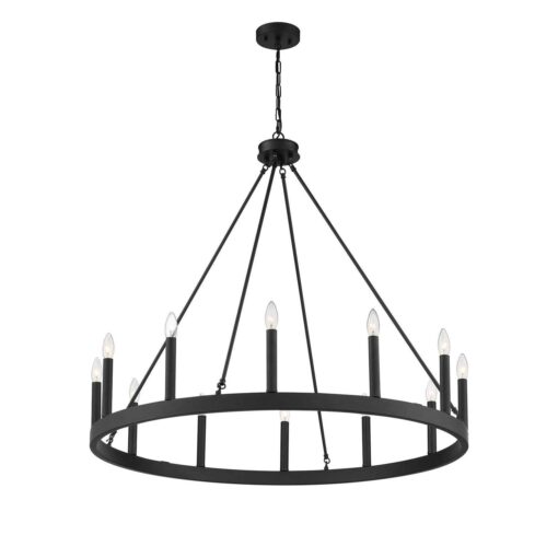 Acroma 12-light 40In Modern Farmhouse Wagon Wheel Chandelier - Image 2