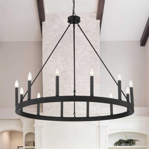 Acroma 12-light 40In Modern Farmhouse Wagon Wheel Chandelier - Image 4