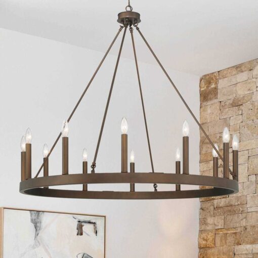 Acroma 12-light 40In Modern Farmhouse Wagon Wheel Chandelier - Image 5