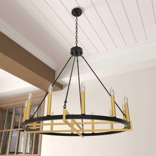 Acroma 12-light 40In Modern Farmhouse Wagon Wheel Chandelier - Image 3