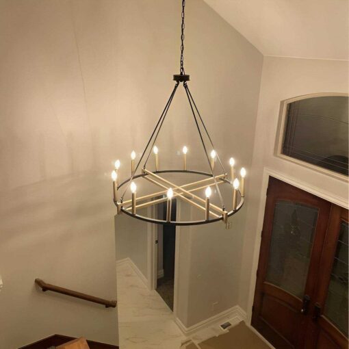 Acroma 12-light 40In Modern Farmhouse Wagon Wheel Chandelier - Image 4