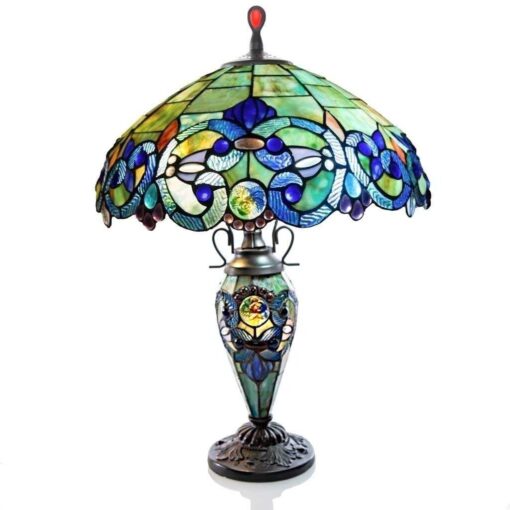 Copper Grove Glenbow 26-inch Tiffany-style Stained Glass Victorian Double-lit Table Lamp - Image 4