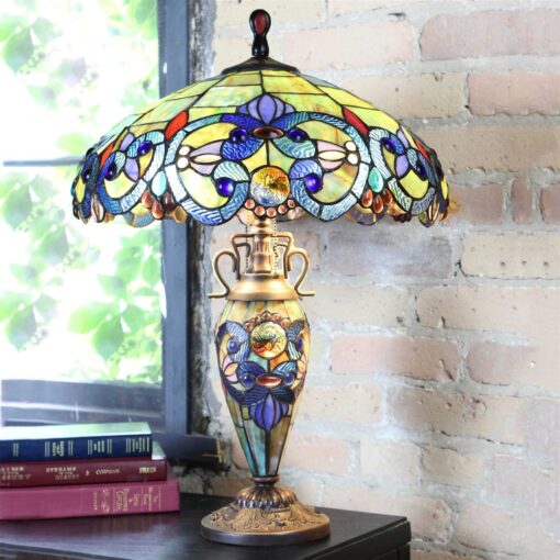 Copper Grove Glenbow 26-inch Tiffany-style Stained Glass Victorian Double-lit Table Lamp - Image 5
