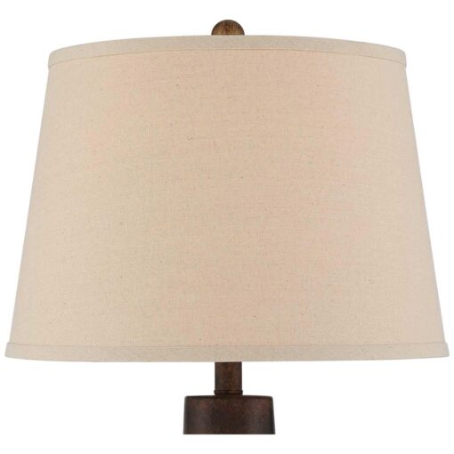 Regency Hill Glenn Rustic Farmhouse Table Lamps 27 Tall Set of 2 Dark Terra Cotta Tapered Fabric Drum for Bedroom Living Room Bedside Nightstand Home - Image 4