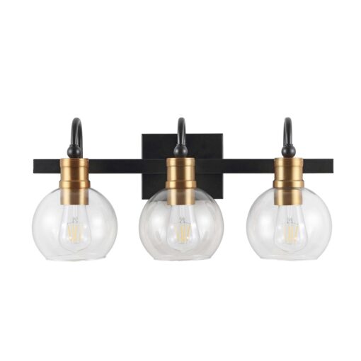JONATHAN Y Marais 21.5 3-Light Iron/Glass Rustic Vintage LED Vanity Light